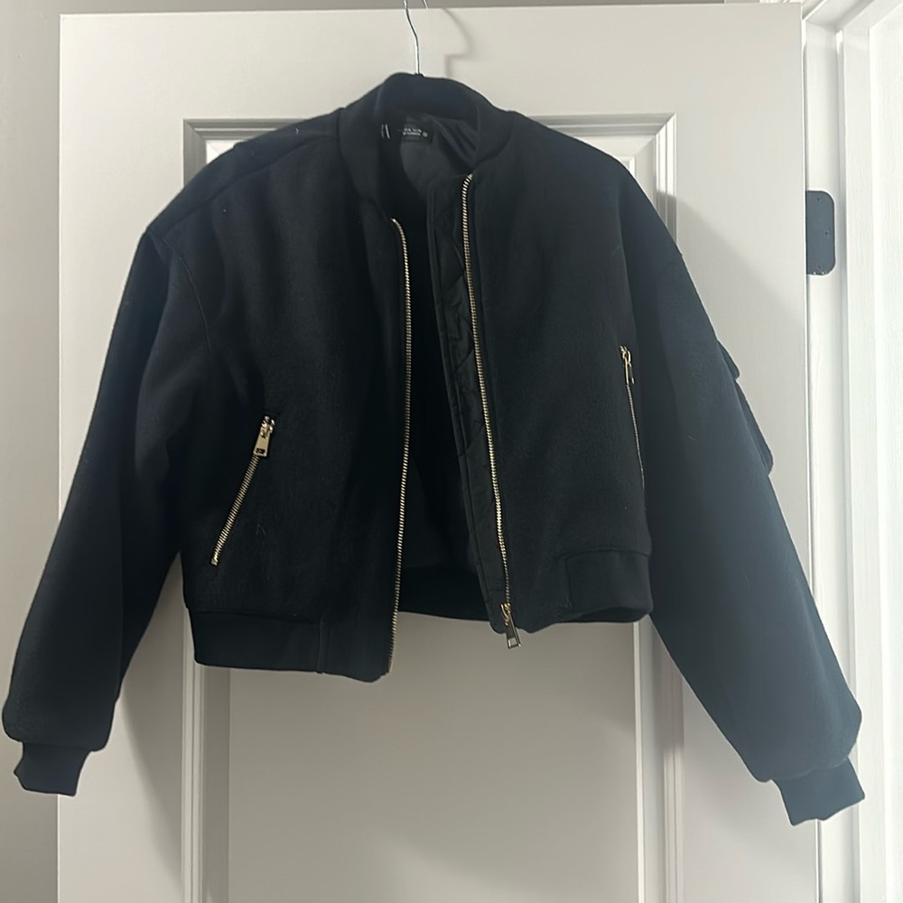 New Navy blue zara bomber jacket